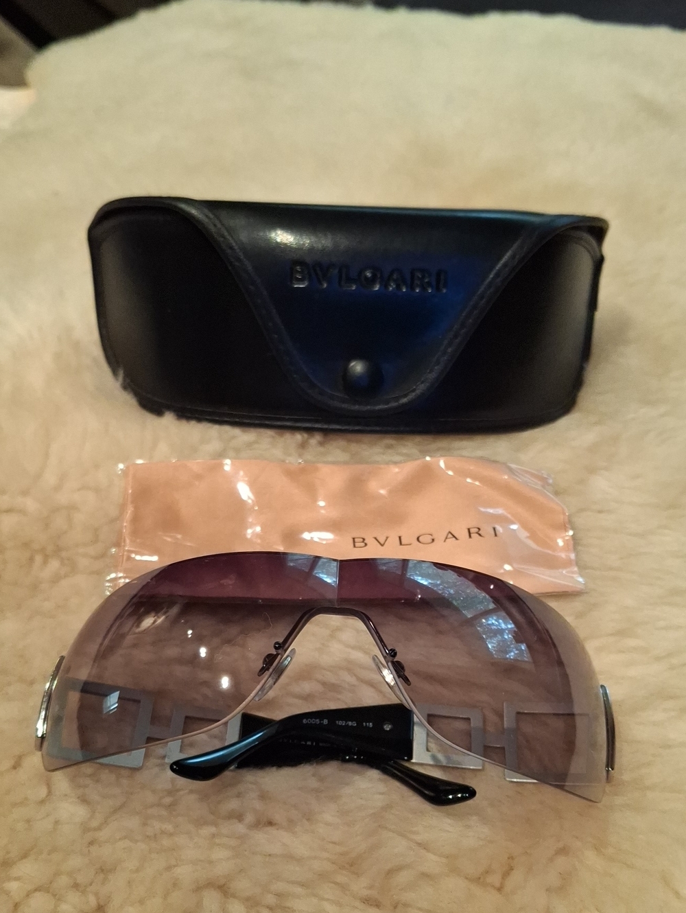 Bvlgari Women's Gradient Black Rimless Shield Sunglasses